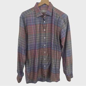 ETRO Multicolor Rainbow Stripe Cotton Button Down Shirt Size 42